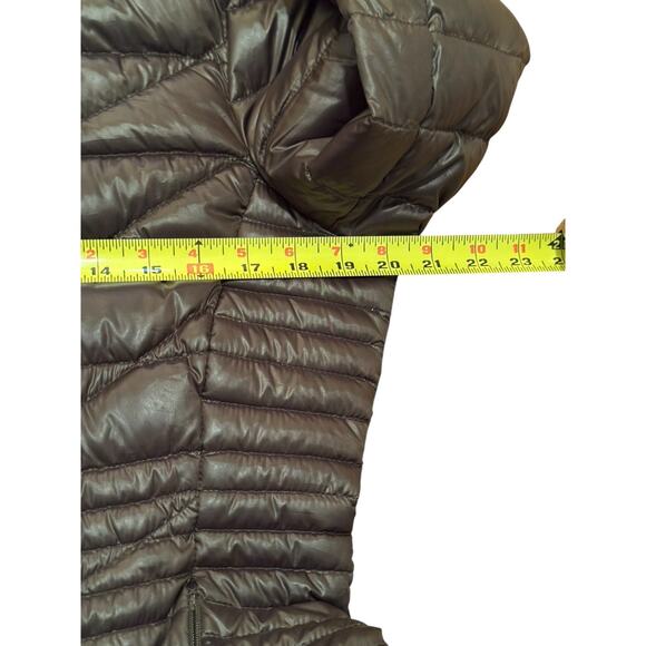 Calvin Klein Chocolate Brown Down Coat M Hooded Packable Puffer Quiet Luxury - Picture 12 of 13